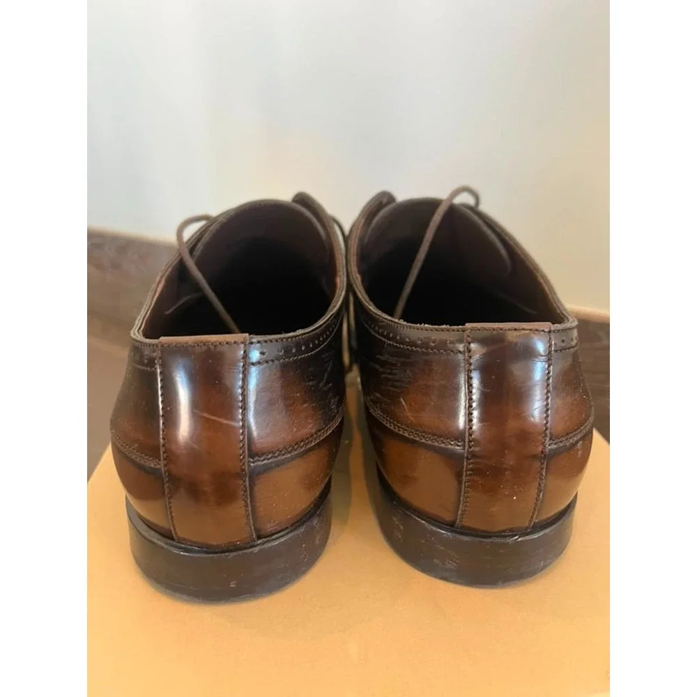 Burberry Cranbrook Derby Brown Leather Brogue Dress Shoes Men's EU 41 US 8 Italy